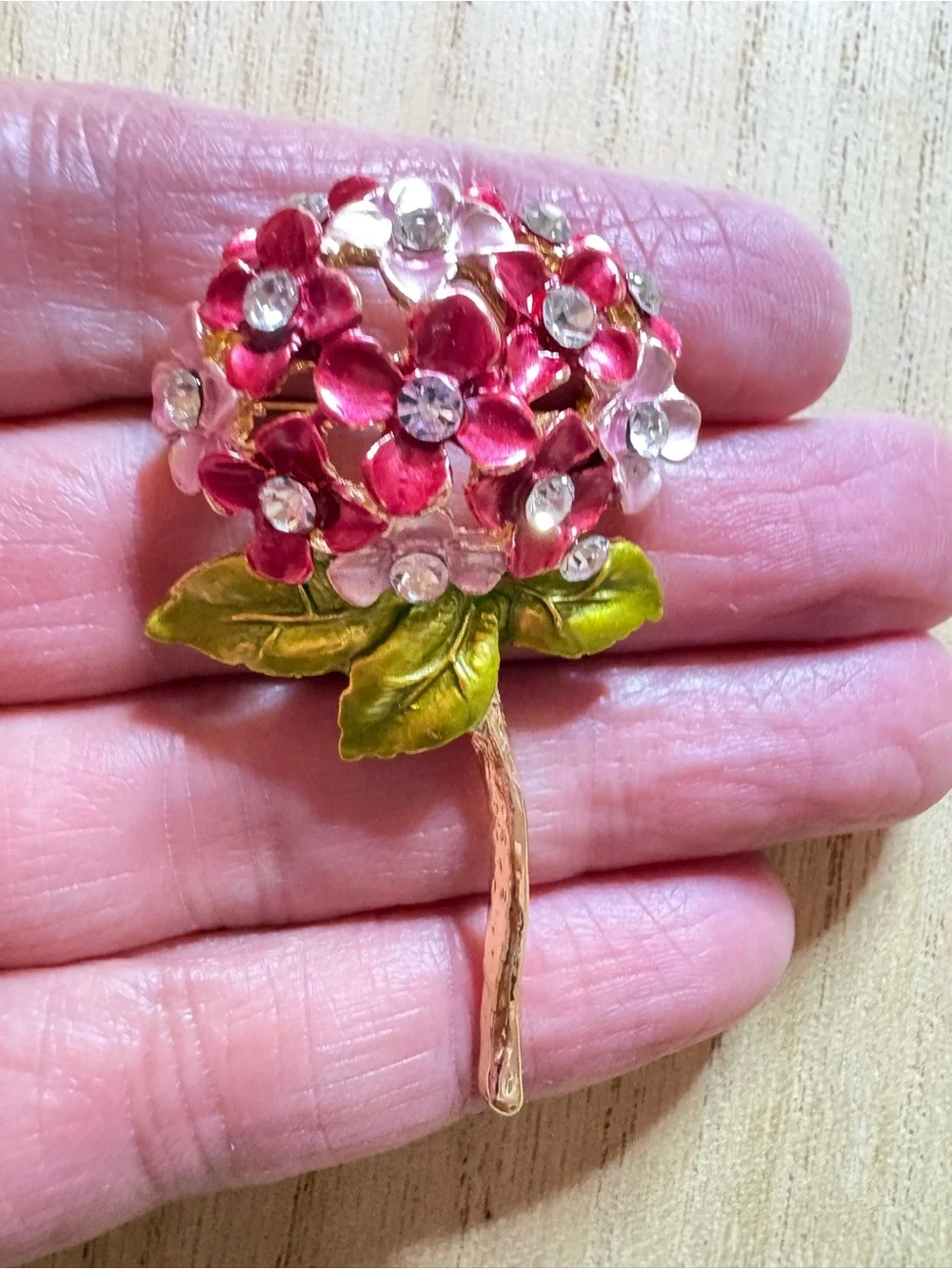 Pink Floral Crystal Bouquet Brooch - Women Jewelry